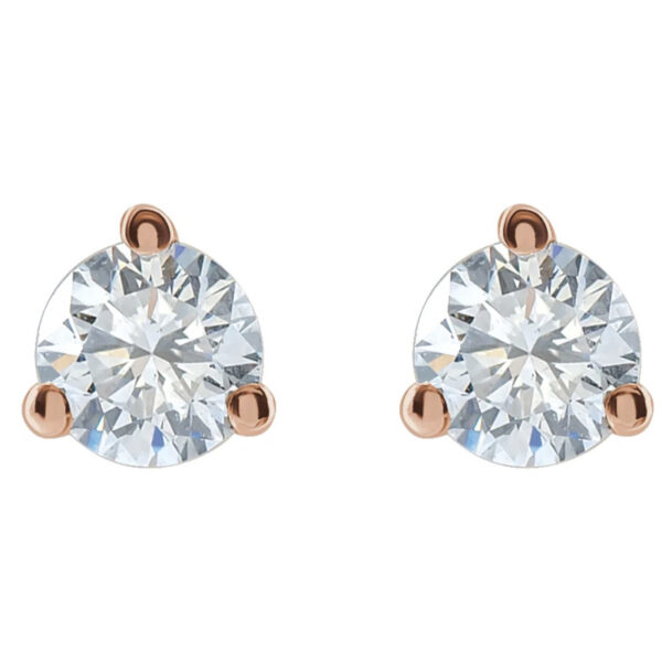 Round 3-Prong Lab-Grown Diamond Stud Earrings - Image 2