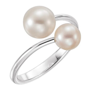 Two-Stone Pearl Bypass Ring