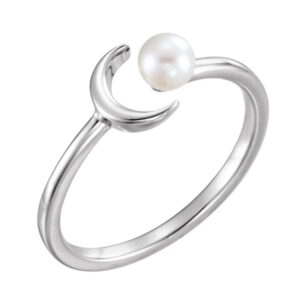 Pearl Crescent Moon Ring