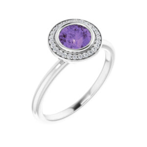 Bezel-Set Halo-Style Ring