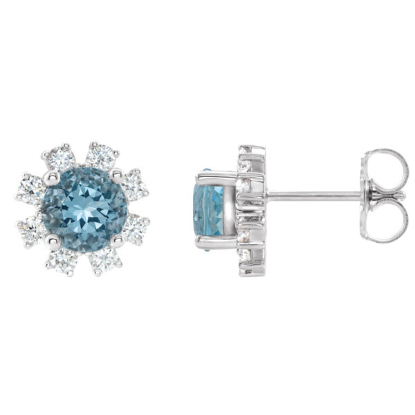 Round 4-Prong Halo-Style Earrings