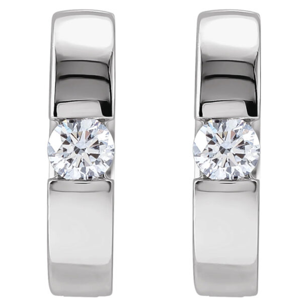 Accented Huggie Hoop Earrings - Image 2