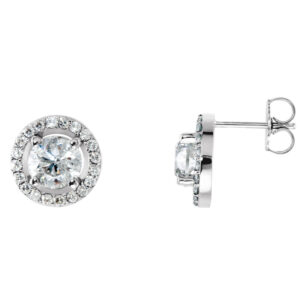 Round 4-Prong Halo-Style Earrings
