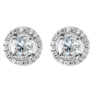 Round 4-Prong Halo-Style Earrings