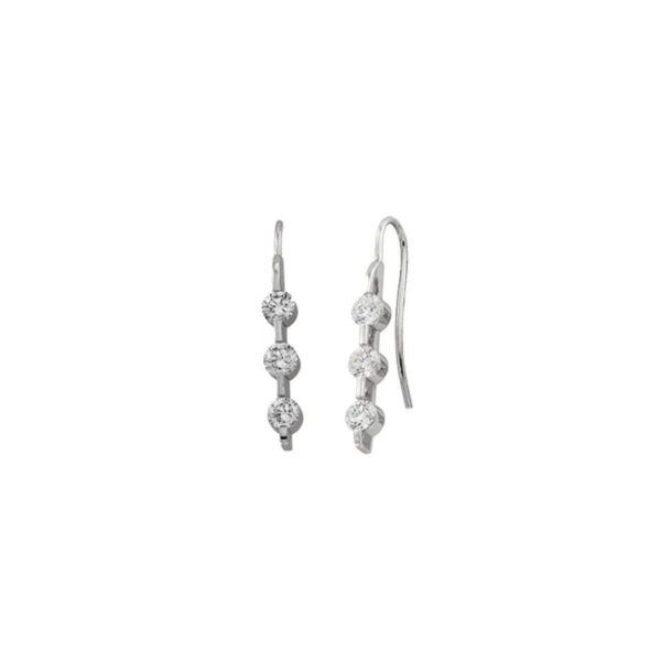 Three-Stone Bar Earrings