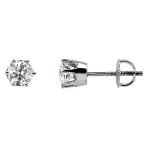 Round 6-Prong Stud Earrings