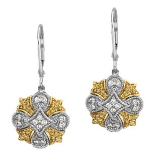 Natural Yellow & White Diamonds Lever Back Earrings