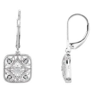 Granulated Filigree Lever Back Earrings