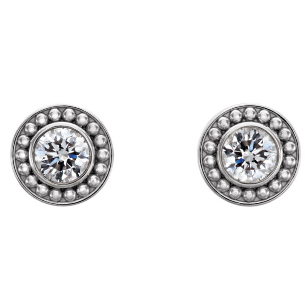 Bezel-Set Beaded Earrings - Image 2