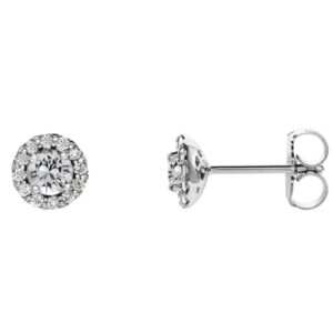 Round 4-Prong Halo-Style Earrings