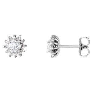 Round 4-Prong Halo-Style Stud Earrings