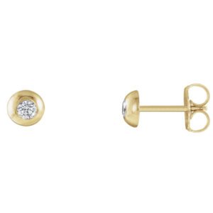 Round Bezel-Set Stud Earrings