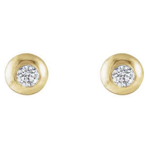 Round Bezel-Set Stud Earrings