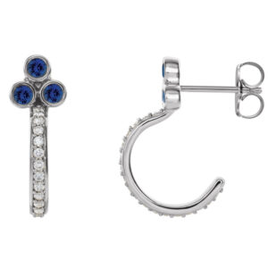 Accented Bezel-Set J-Hoop Earrings