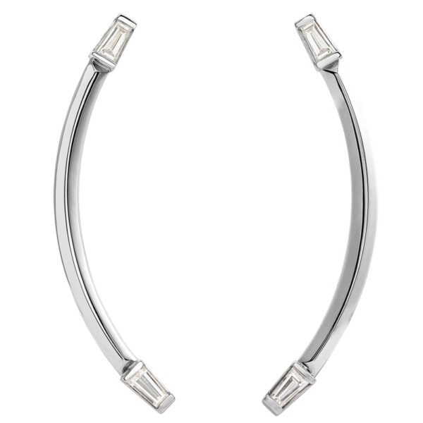 Baguette Accented Curved Bar Earrings - Image 2