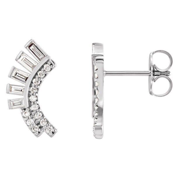 Baguette Accented Fan Earrings