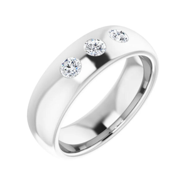 Three-Stone Half Round Band
