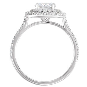 Charles & Colvard Moissanite® & Diamond Accented Halo-Style Engagement Ring