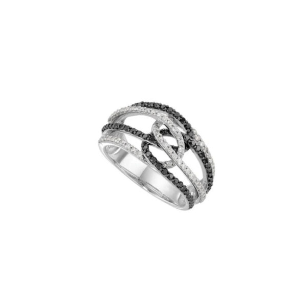 Black & White Diamond Interlocking Ring - Image 3